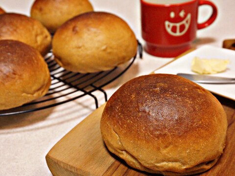 ふすまパンミックスで作る　手ごね丸パン
